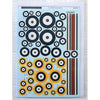 Xtradecal 72045 1/72 RAF National Insignia/Roundels. Type A Red/white/blue, Type A1 Red/White/Blue/Yellow, Fin Flashes Decals