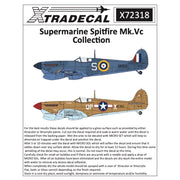 Xtradecal 72318 1/72 Supermarine Spitfire Mk.Vc RAAF Collection Decals