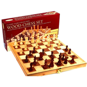 Classic Game Collection Chess Wood 15in Inlaid Folding
