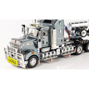 Drake Collectibles ZT09027 1/50 Kenworth T909 Prime Mover with 2x8 Dolly & 4x8 Swingwing Mercury Silver