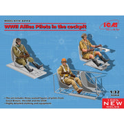 ICM 32112 1/32 WWII Allies Pilots Seated Brit US Soviet