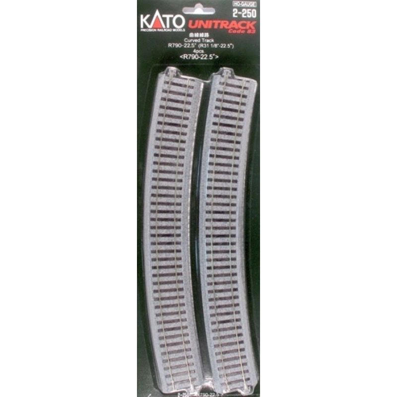 Kato HO Scale Curve Track – 790mm Radius – 22.5-Degree (4 Pieces)
