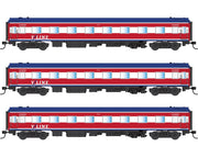 Powerline PCCP-8 HO 217 BS, 218 BS, 219 BS V/Line Passenger Corporation Maroon, Blue & White S Type 3 Carriage Set Circa 1995-2006