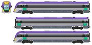 Southern Rail HO VLocity 3 Car Set V/Line VL24 Mauve Green Yellow w/ Quiet Car Markings DCC Sound - Metro Hobbies