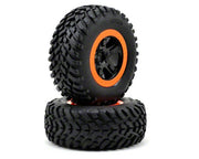 Traxxas 5863 Tyres and Wheels - Assembled and Glued Black/Orange rear)