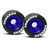 Traxxas 5186A Wheelie Bar Rubber Tyres Blue Anodized
